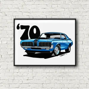 1970 Mercury Cougar Eliminator Blue Poster