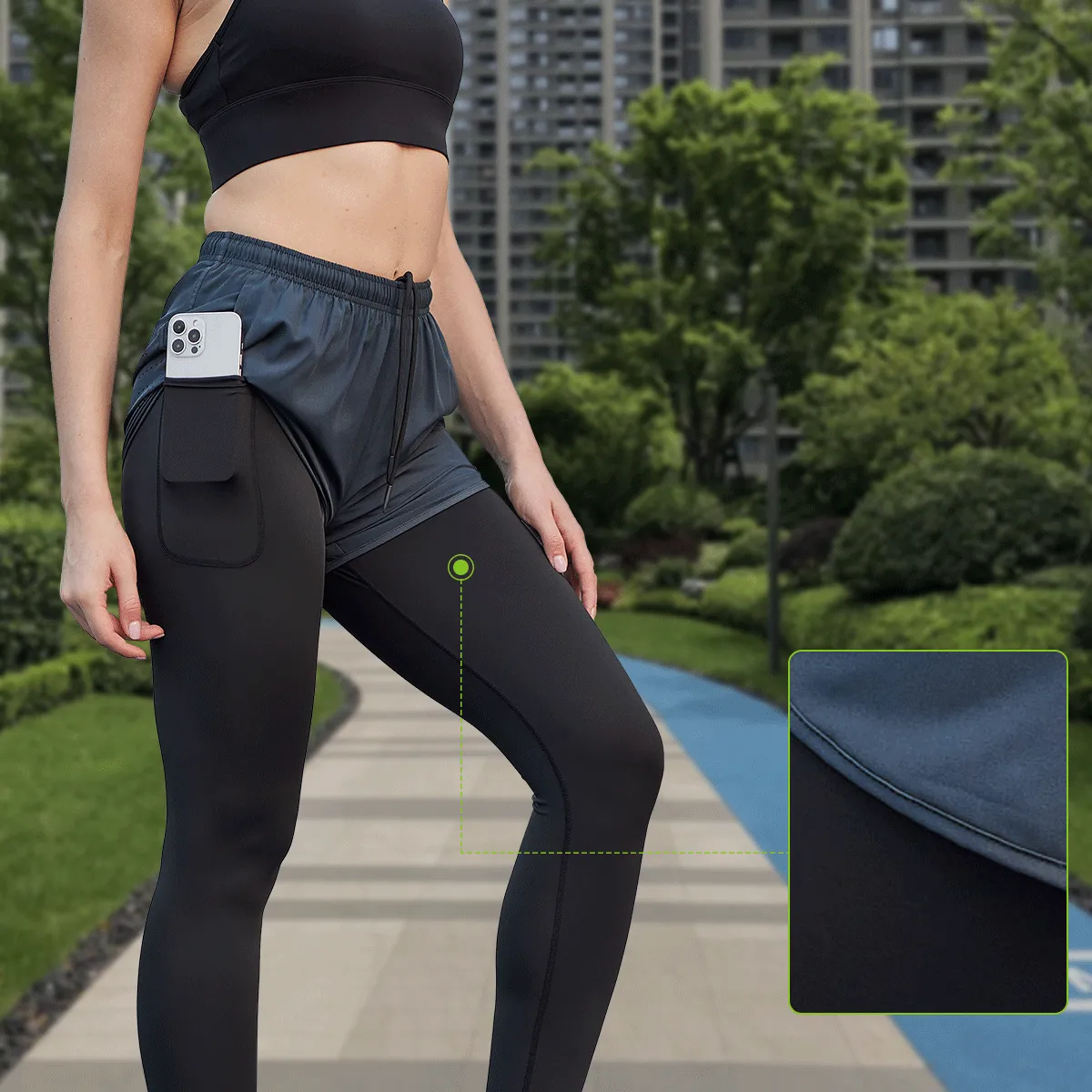2-in-1 Fitness Running Leggings