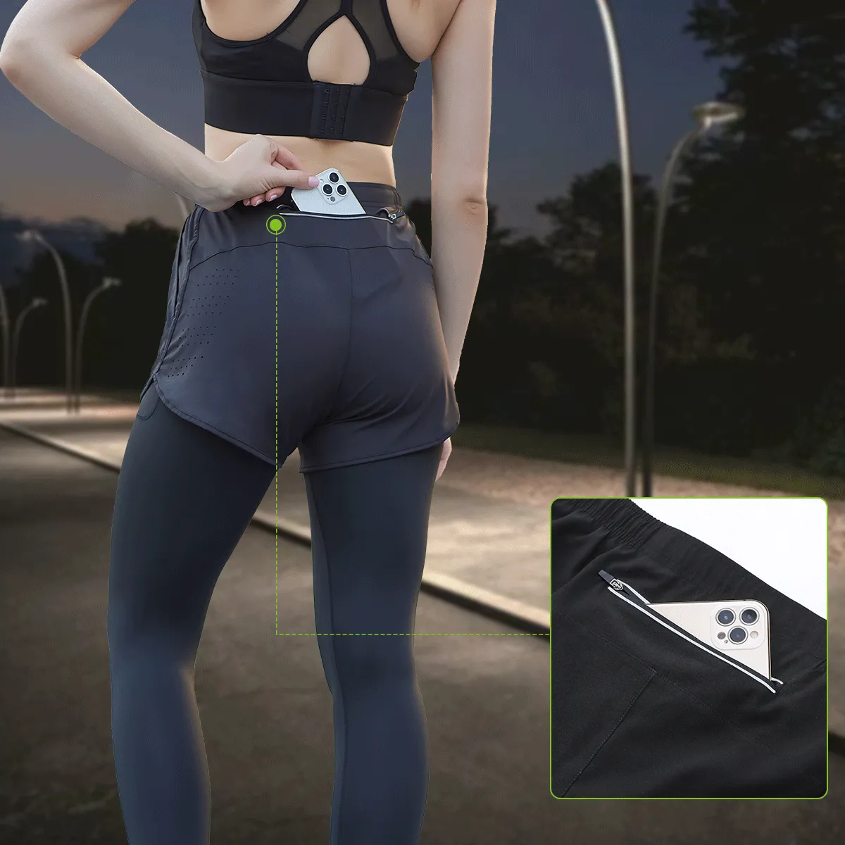2-in-1 Fitness Running Leggings