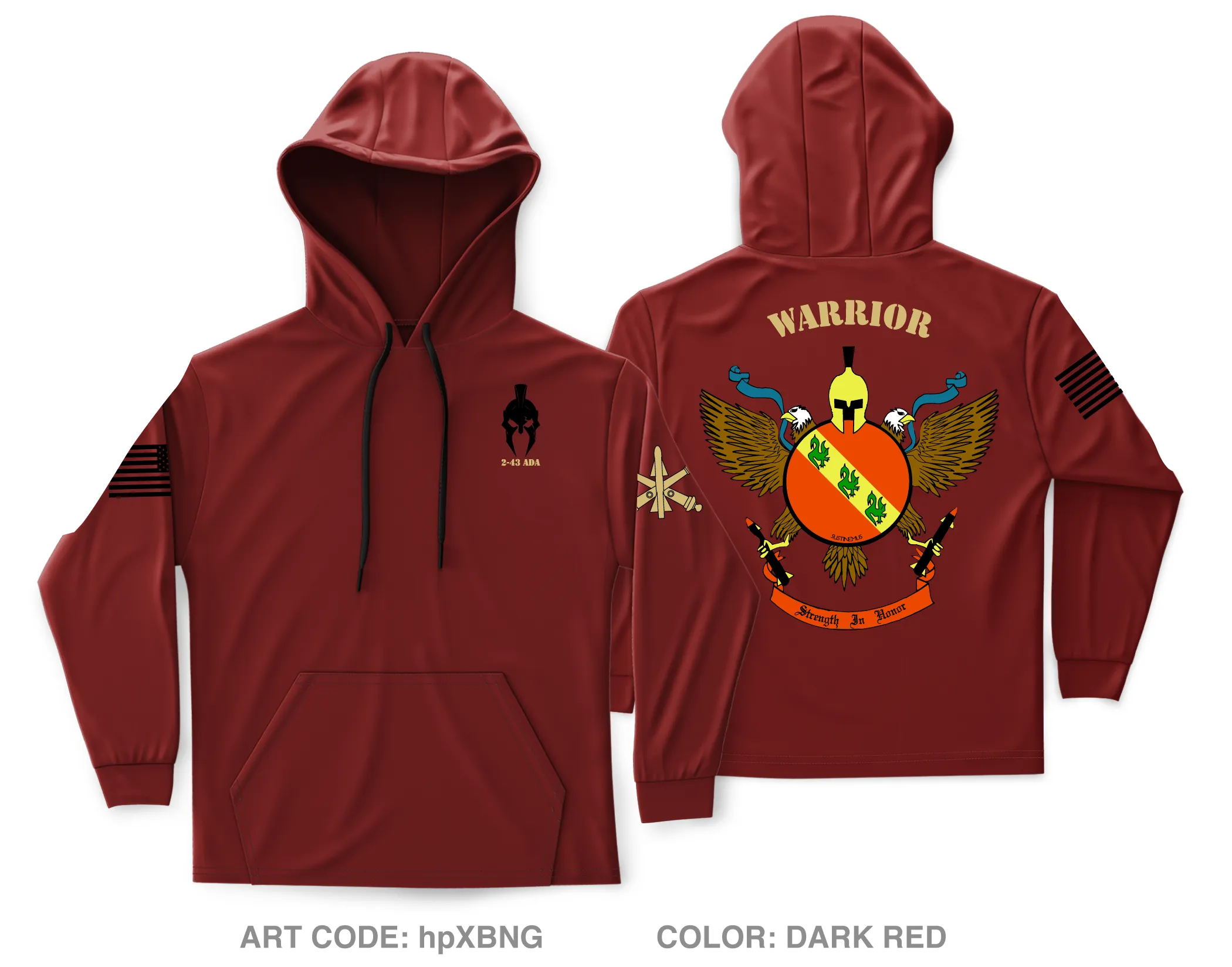 2d Battalion, 43d Air Defense Artillery Regiment Store 1 Core Men's Hooded Performance Sweatshirt - hpXBNG