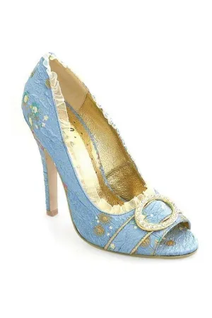 418-TORI Costume Pump | Blue Fabric
