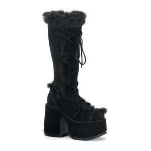 5" Vegan Suede Platform Go-Go Boot - Black -