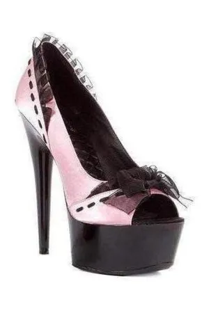 609-JEZEBEL Platform Pump  | Pink Genuine Satin