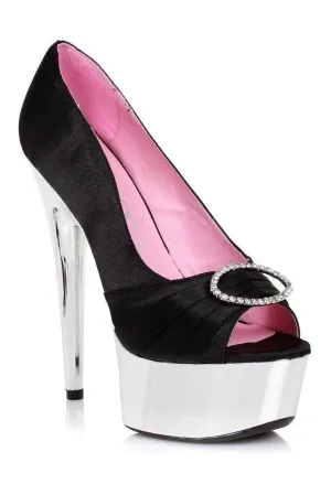 609-LAUREN Platform Pump  | Black  Patent