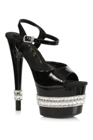 710-JULIET Stripper Sandal | Black Patent