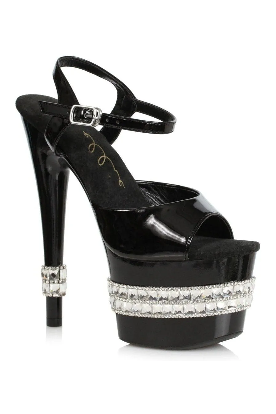 710-JULIET Stripper Sandal | Black Patent