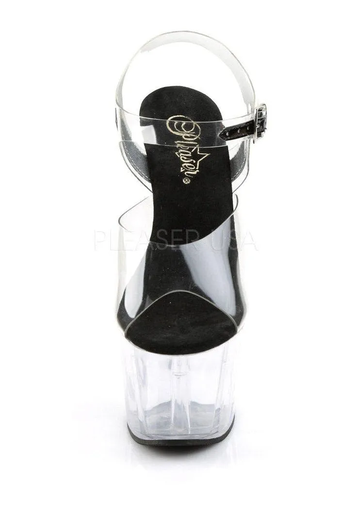 ADORE-708 Platform Sandal  | Clear Vinyl