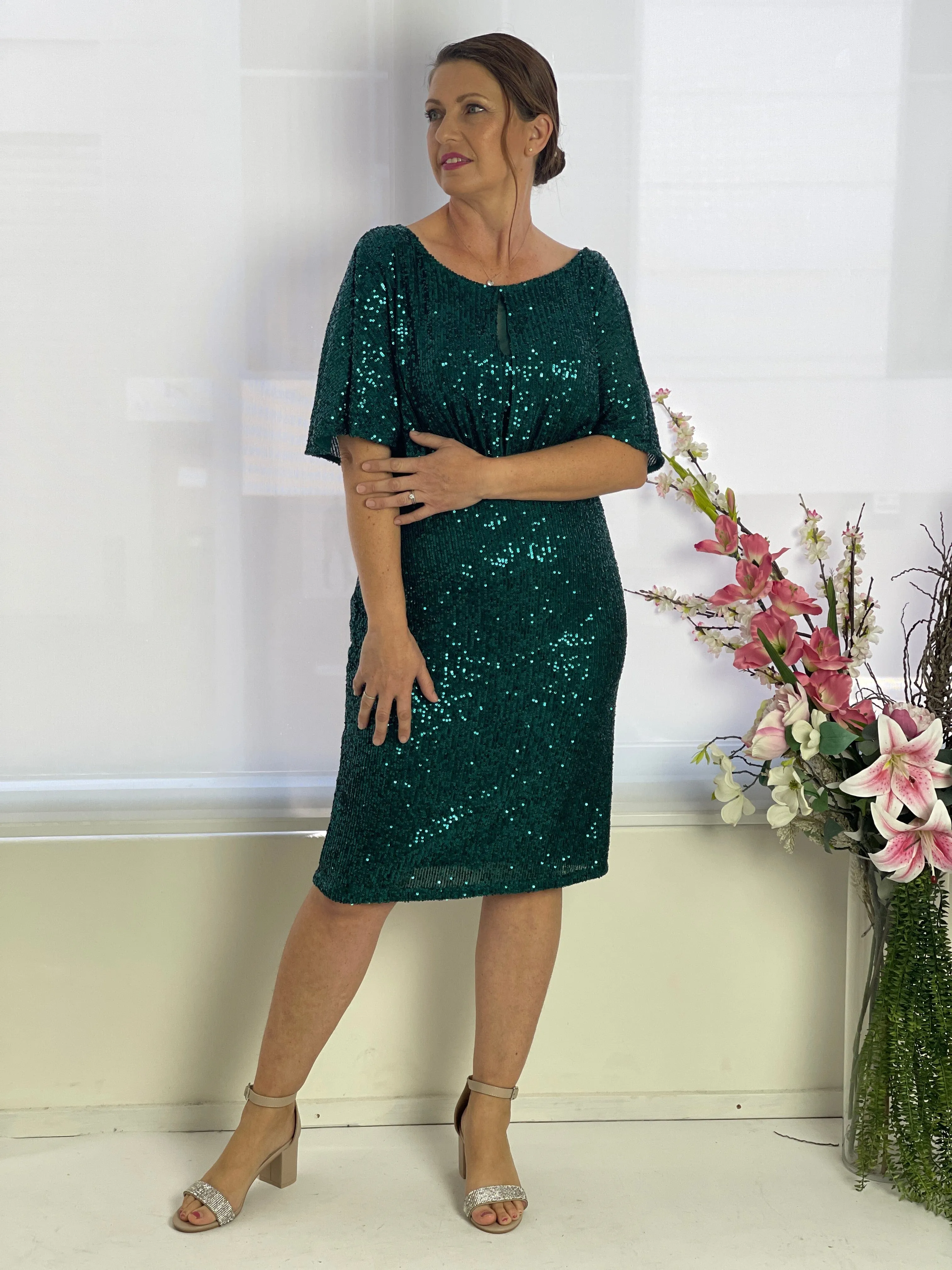 Aldoga Emerald Sequin Dress