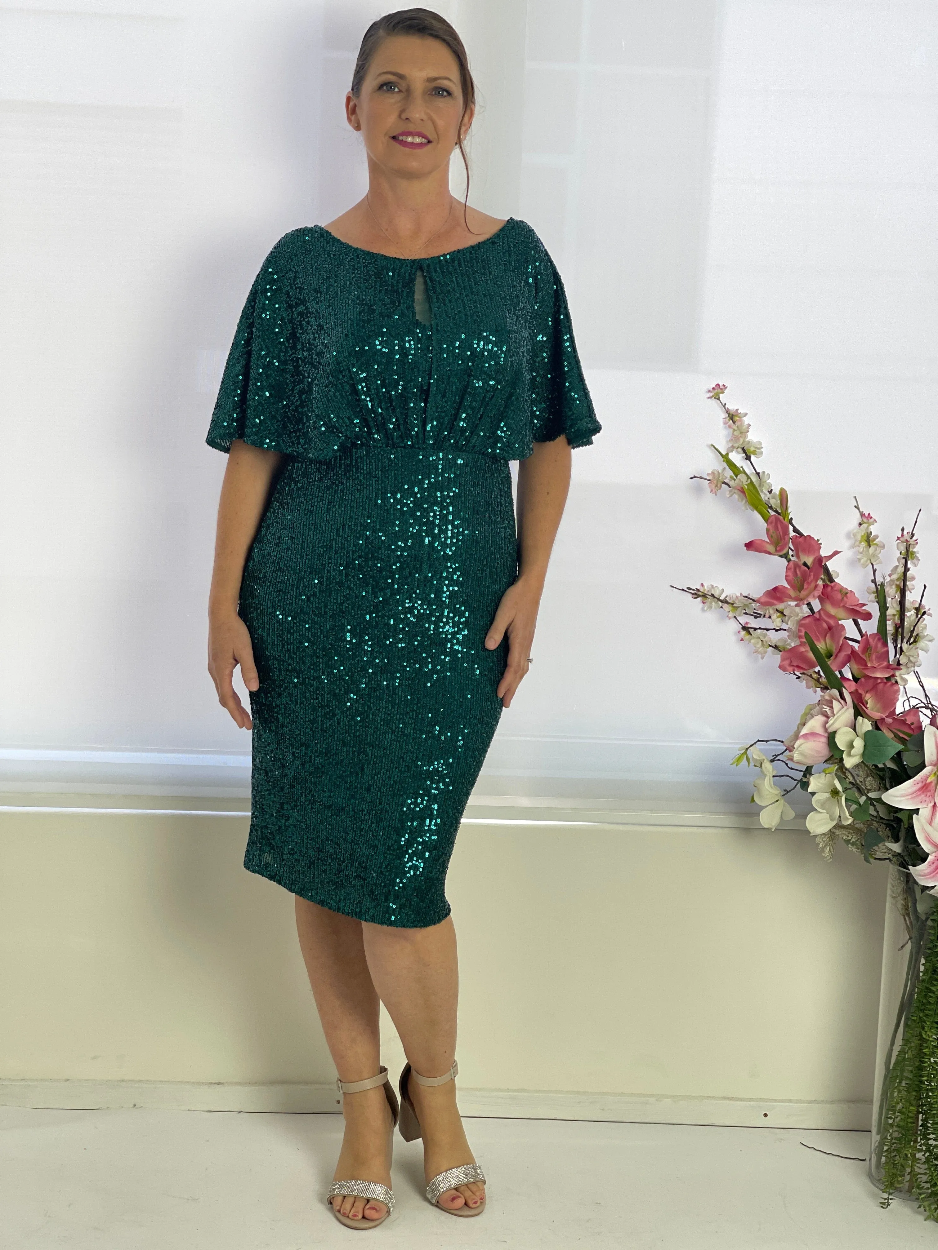 Aldoga Emerald Sequin Dress