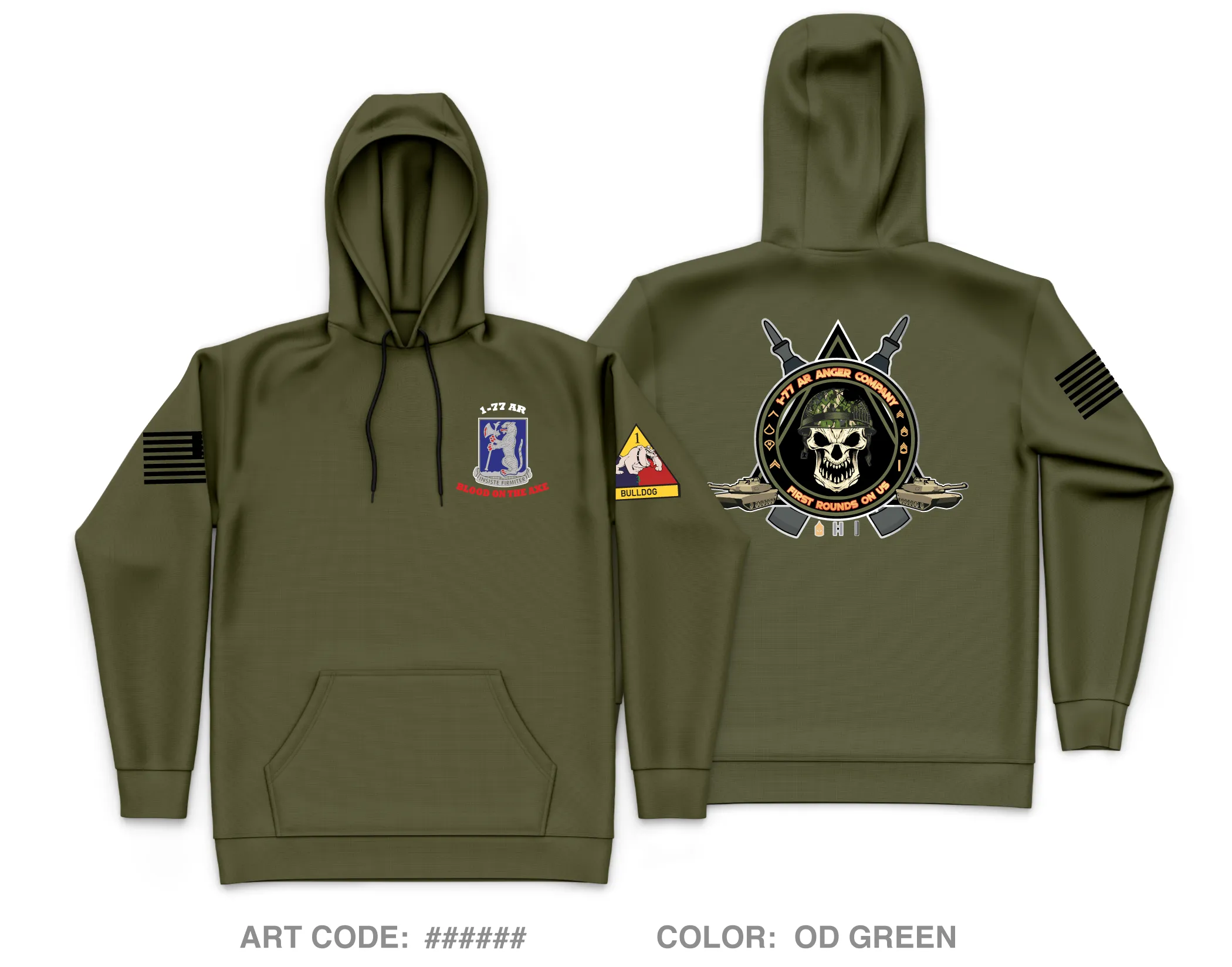 Anger Co, 1-77 AR - Unit Gear Core Men's Hooded Performance Sweatshirt - XZdDMW
