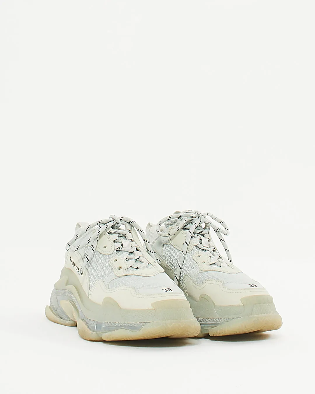 Balenciaga Grey Fabric/Leather Triple S Women Sneakers -  38