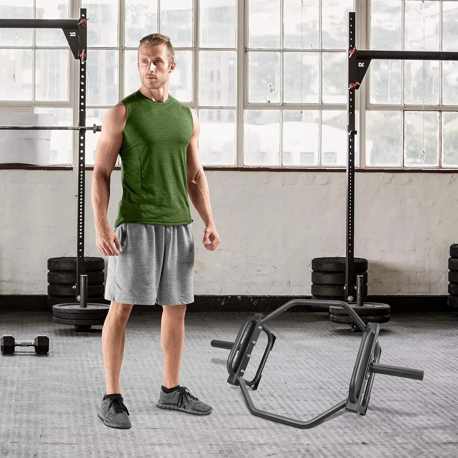 Barbell Olympic Trap Ba Hex Bar Shrug Bar Deadlift Bar