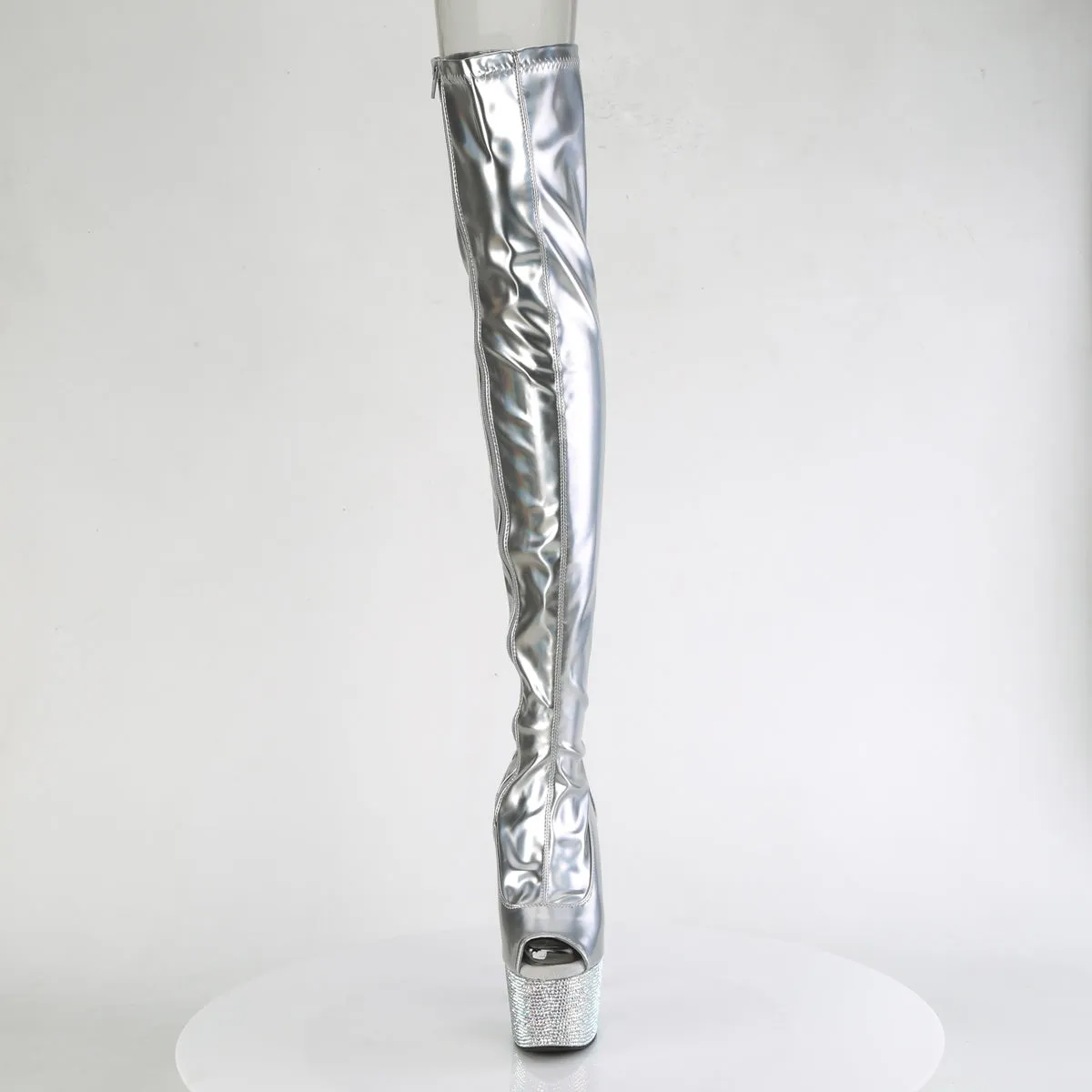 BEJEWELED-3011-7  Silver Stretch Holo Patent/Silver AB RS