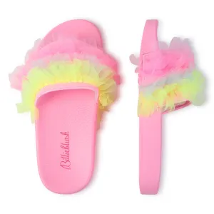 Billie Blush - Multicolor Flounce Slides - Medium Pink