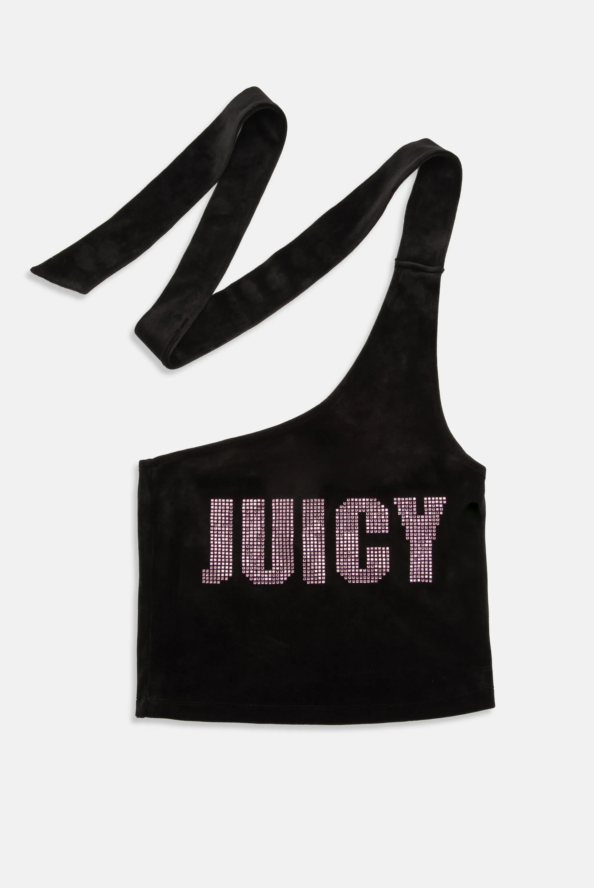 BLACK DIAMANTE  IMPACT ASYMMETRIC VELOUR TOP