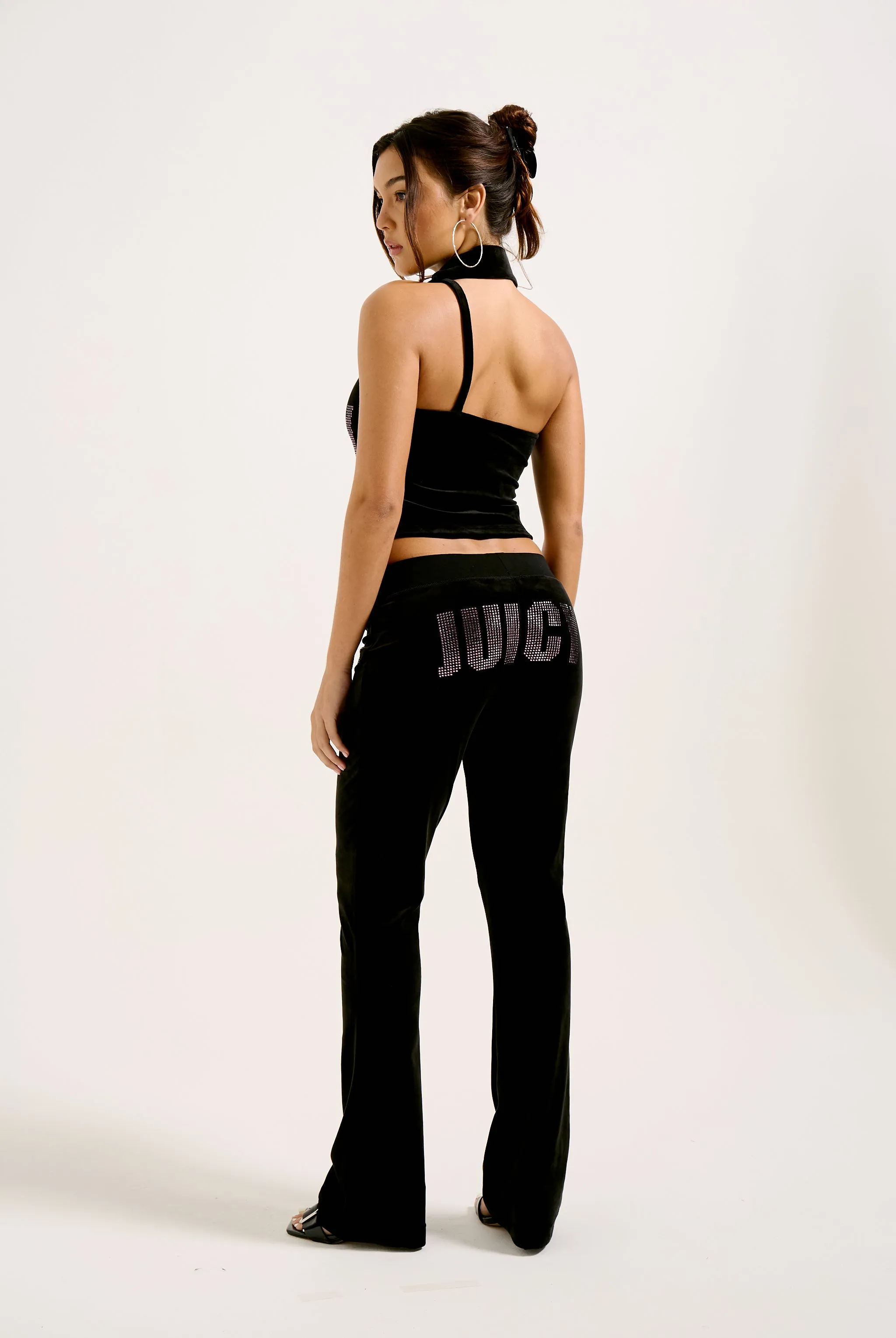 BLACK DIAMANTE  IMPACT ASYMMETRIC VELOUR TOP