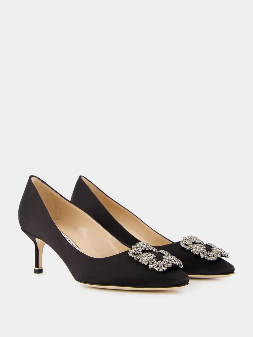 Black Satin Hangisi Pumps