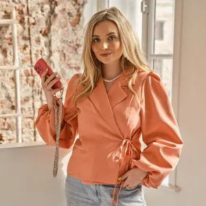 Blazer met strik peach