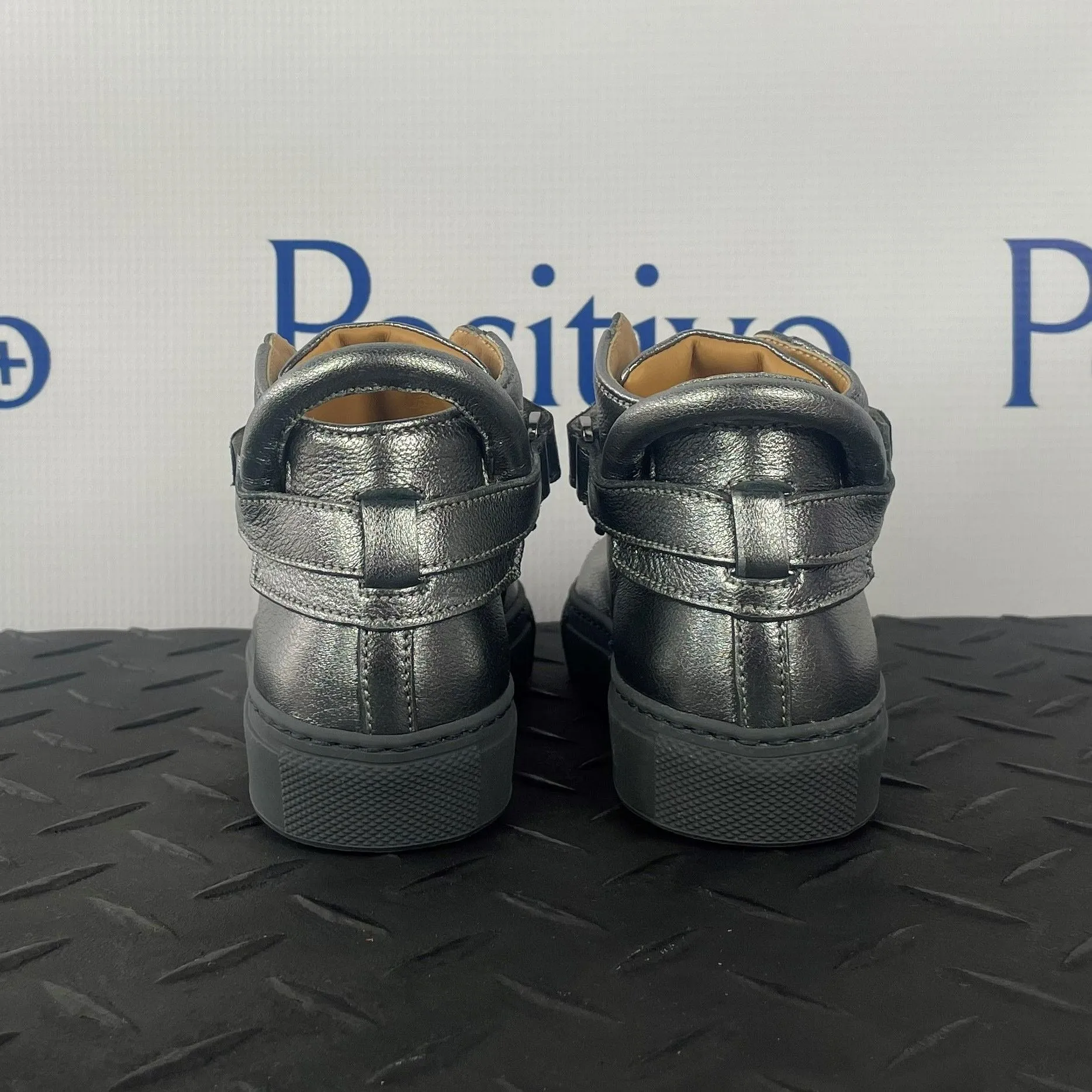Buscemi 100MM Kid Metal Silver Leather Sneakers
