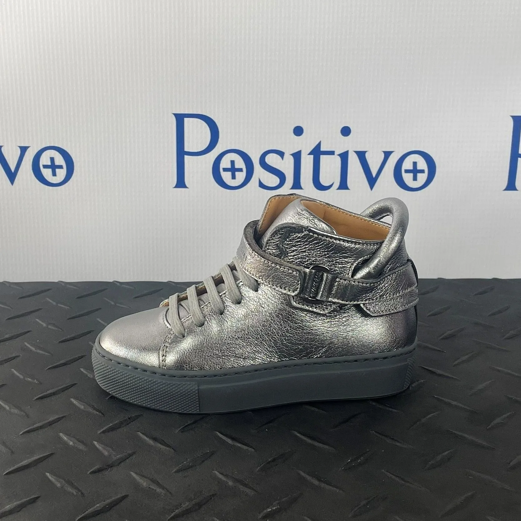 Buscemi 100MM Kid Metal Silver Leather Sneakers