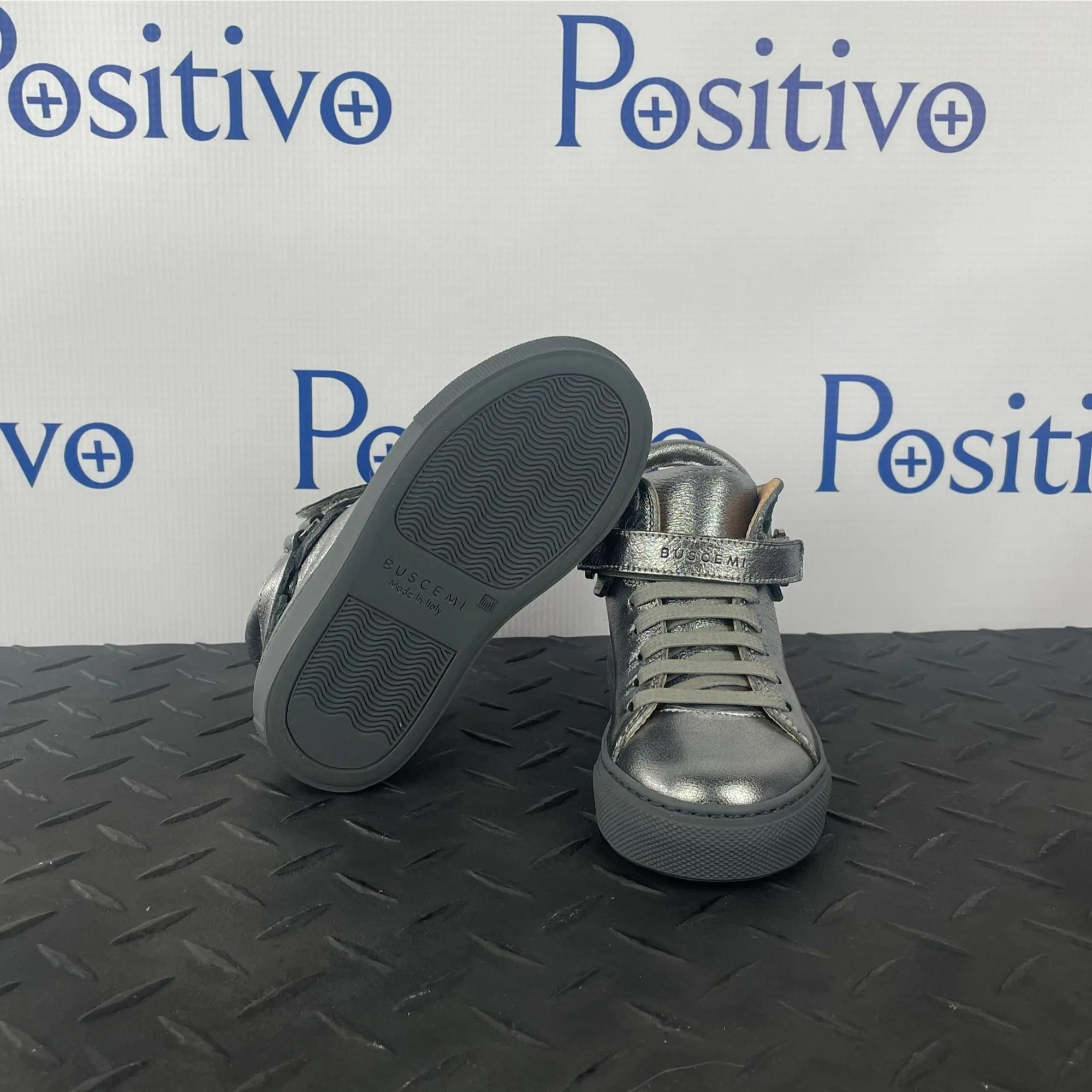 Buscemi 100MM Kid Metal Silver Leather Sneakers