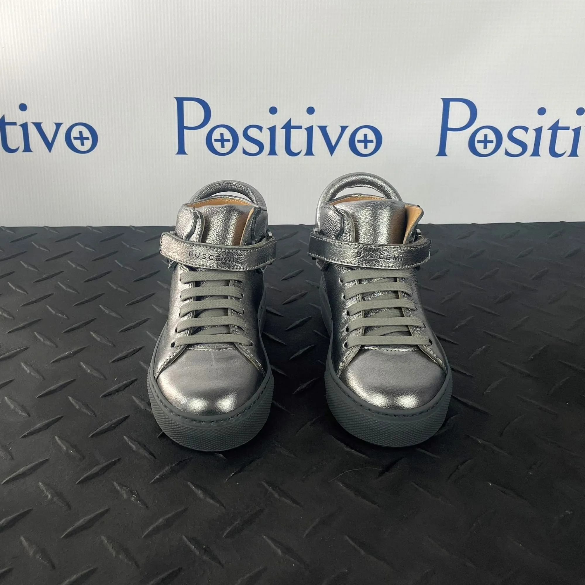 Buscemi 100MM Kid Metal Silver Leather Sneakers