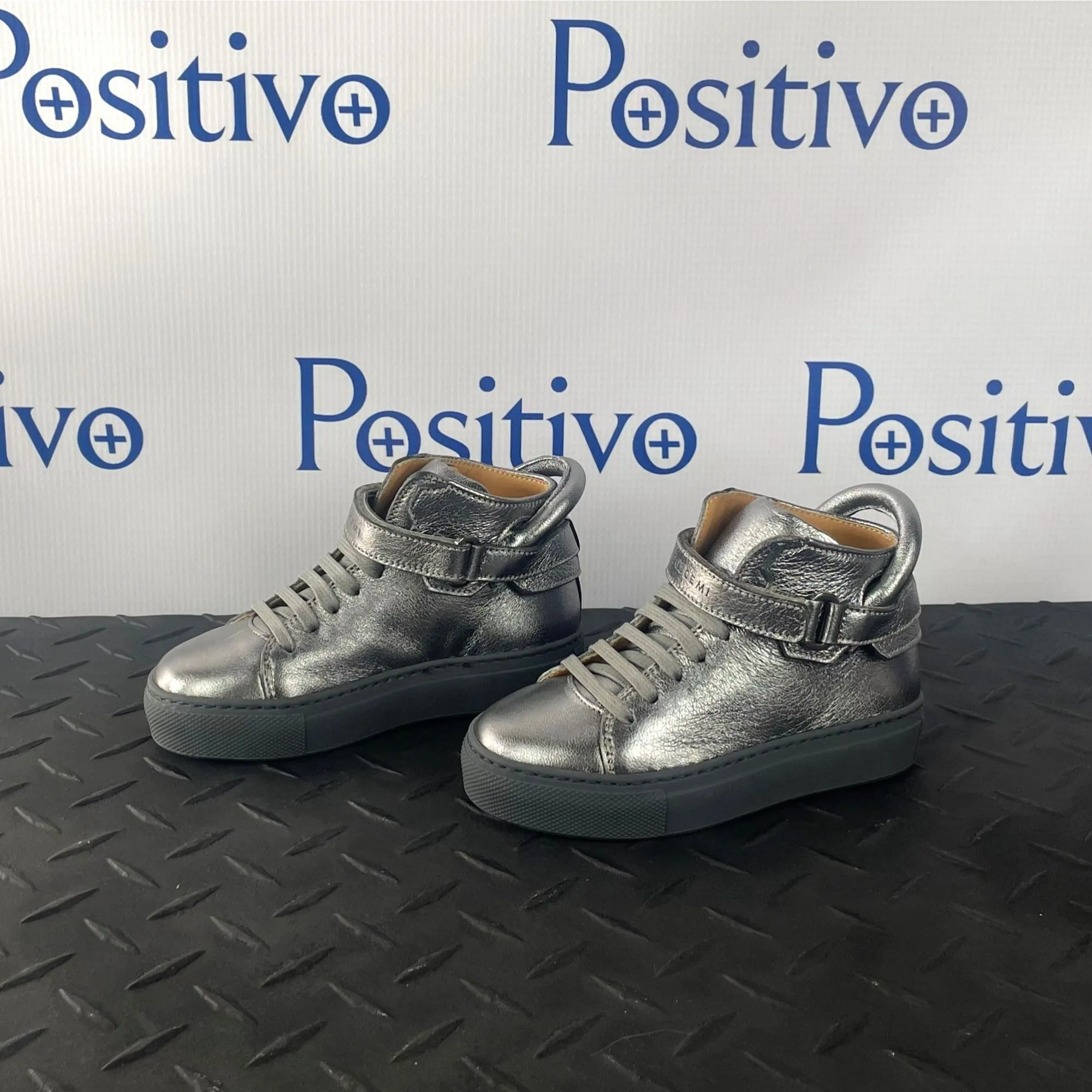 Buscemi 100MM Kid Metal Silver Leather Sneakers