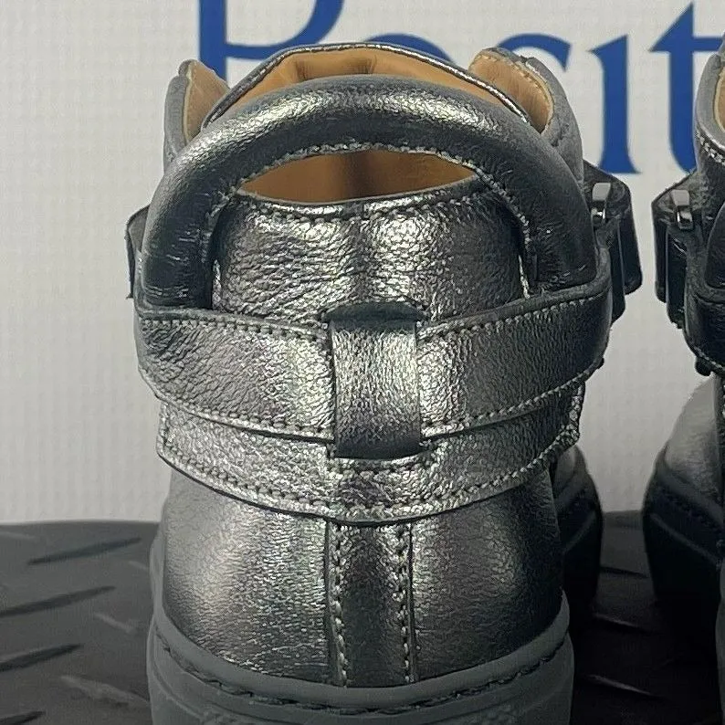 Buscemi 100MM Kid Metal Silver Leather Sneakers