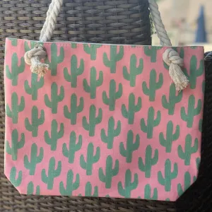 Cactus Print on Pink Tote Bag