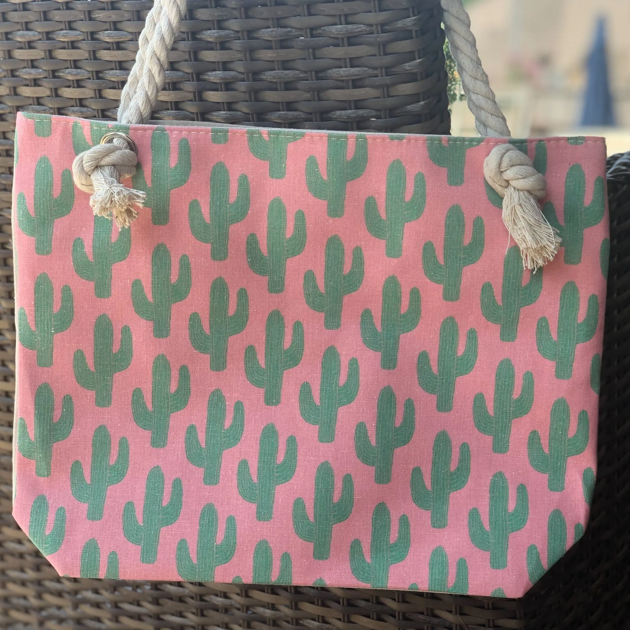 Cactus Print on Pink Tote Bag