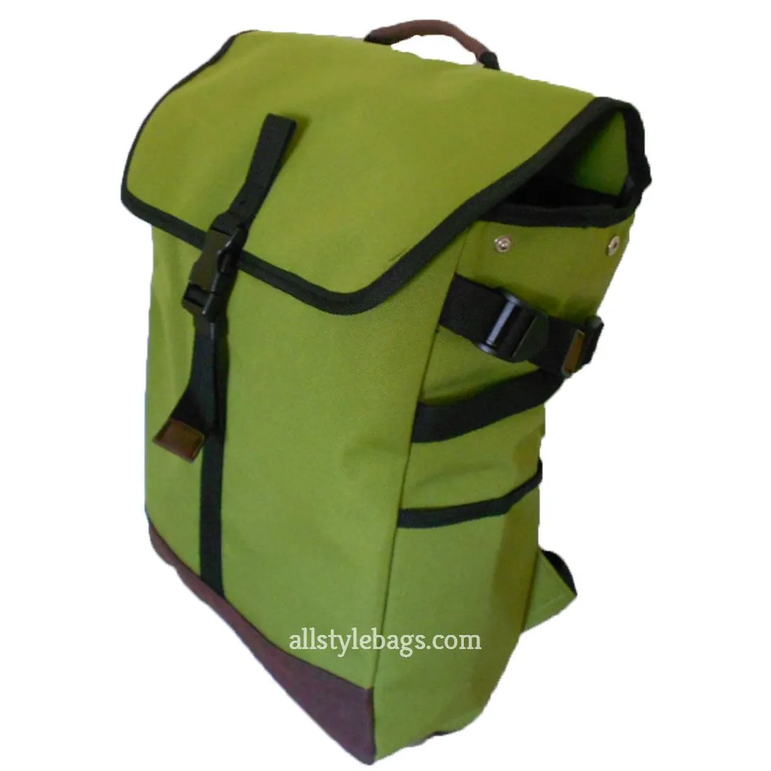 Canvas L backpack Bag I Pad laptop form Pockets Blanc Belt Olive Green flap over
