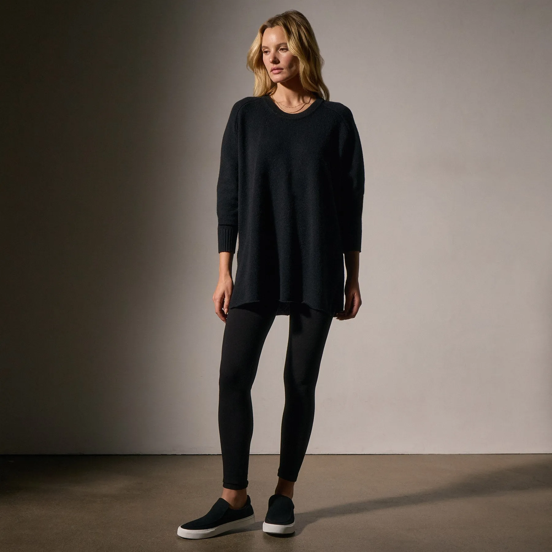 Cashmere Side Split Tunic - Black