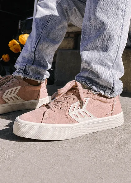 CATIBA PRO Low Rose Suede and Canvas Ivory Logo Sneaker Women