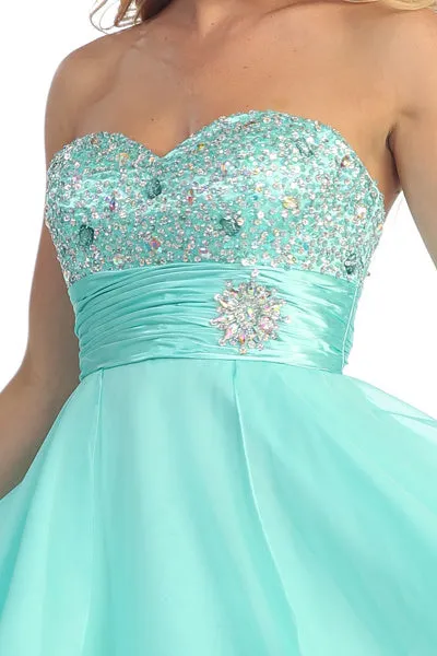 Celavie 3012 Short Dress A-Line Sweetheart Organza Empire
