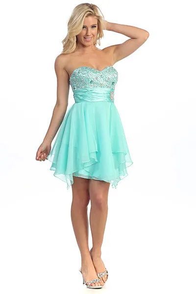 Celavie 3012 Short Dress A-Line Sweetheart Organza Empire