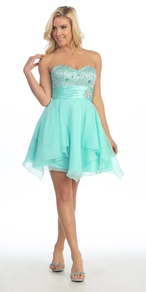 Celavie 3012 Short Dress A-Line Sweetheart Organza Empire