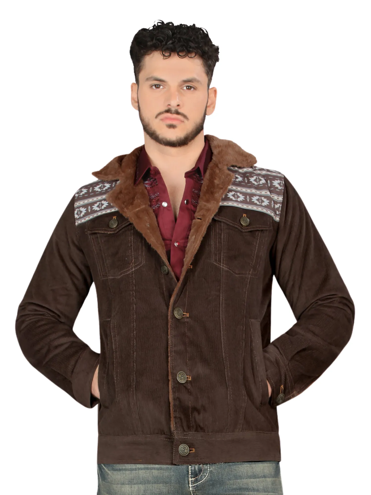 Chamarra Casual Termica de Forro Afelpado Estampada Aztec para Hombre 'Lamasini' - ID: 6001