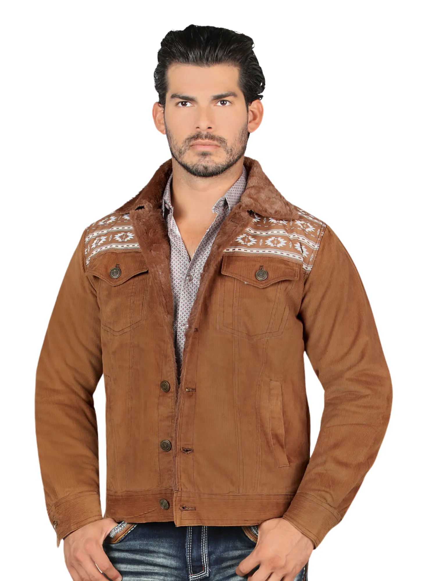 Chamarra Casual Termica de Forro Afelpado Estampada Aztec para Hombre 'Lamasini' - ID: 6001