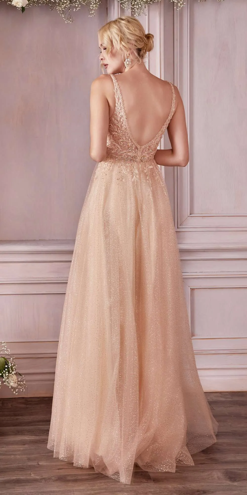 Cinderella Divine CD0196 Layered Tulle A-Line Gown