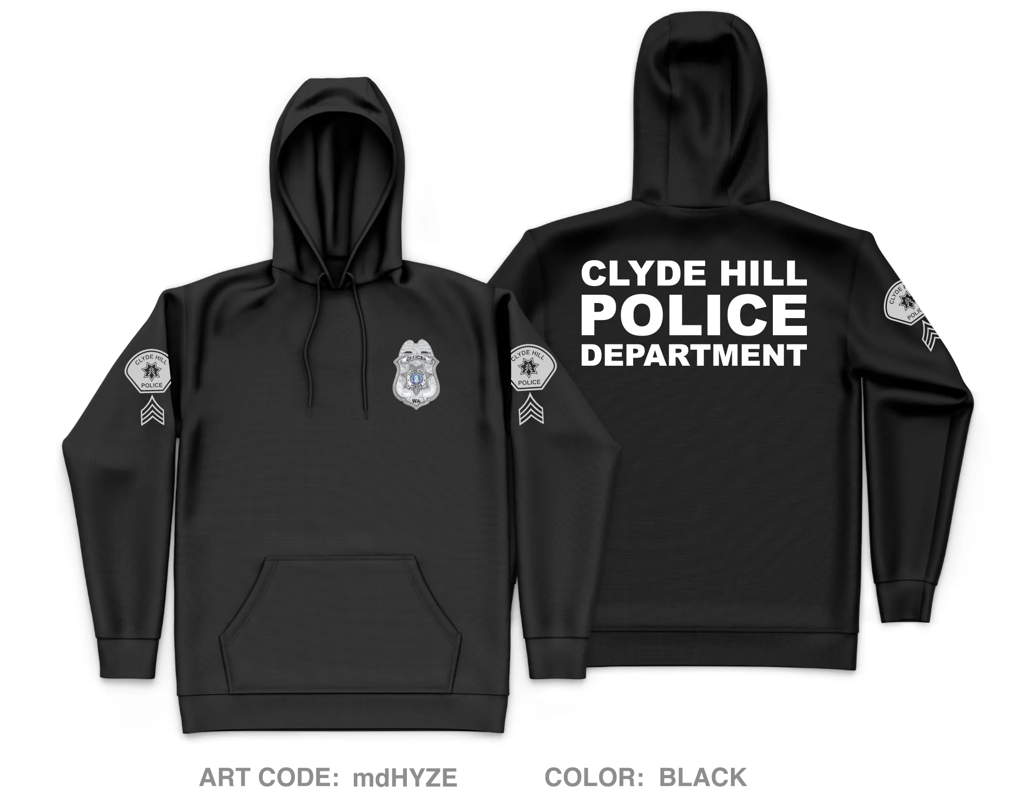 Clyde Hill Police Department Store 1 Core Men's Hooded Performance Sweatshirt - mdHYZE