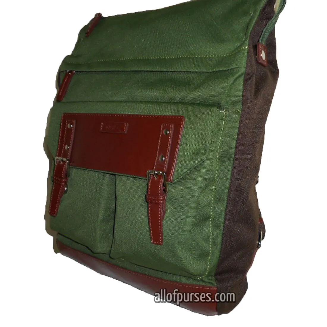 Color block Canvas School L Backpack blanc Olive brown Laptop tablet Sport Bag