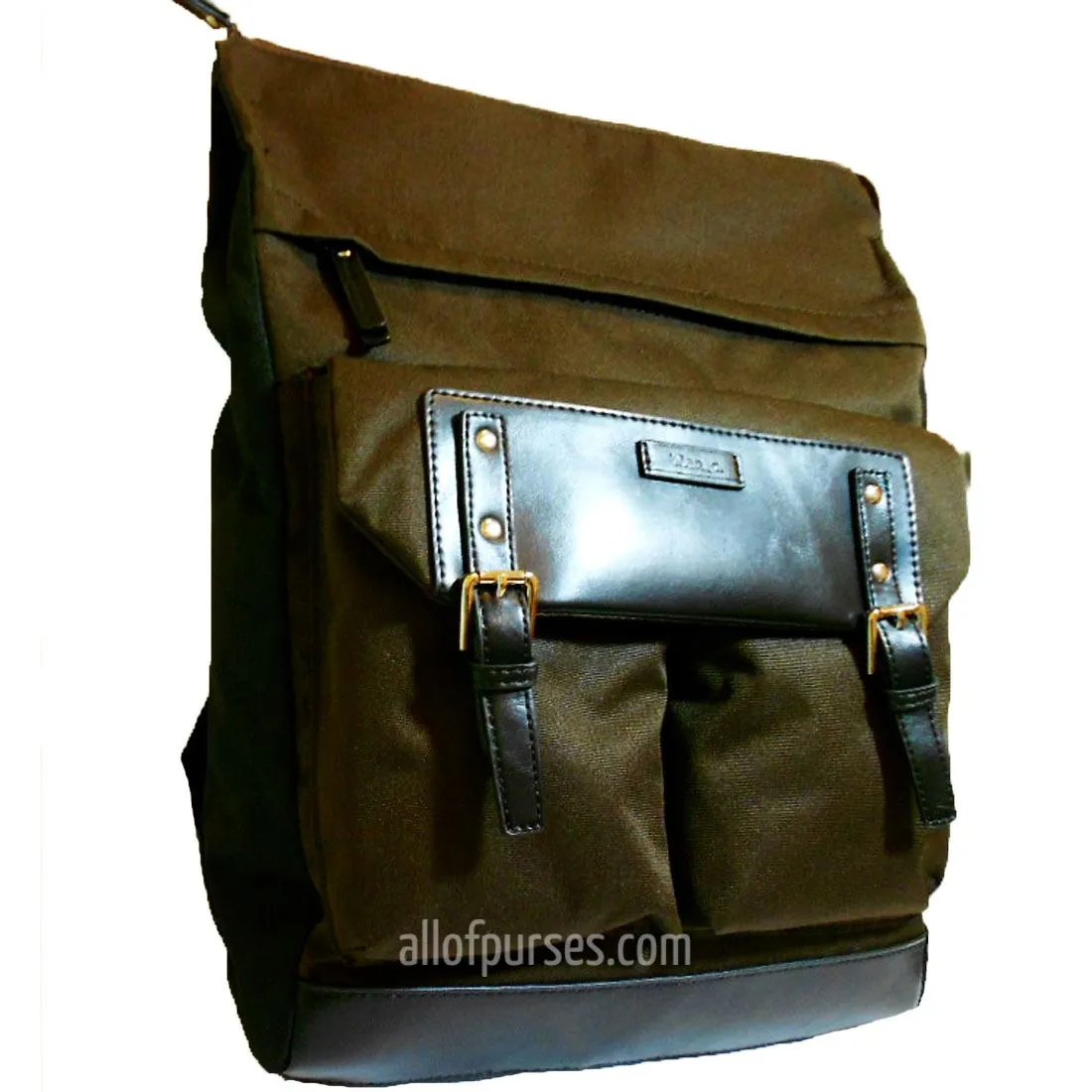 Color block Canvas School L Backpack blanc Olive brown Laptop tablet Sport Bag
