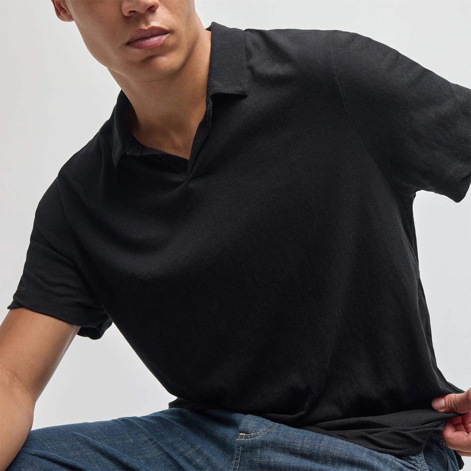 Cotton Jersey Polo - Black