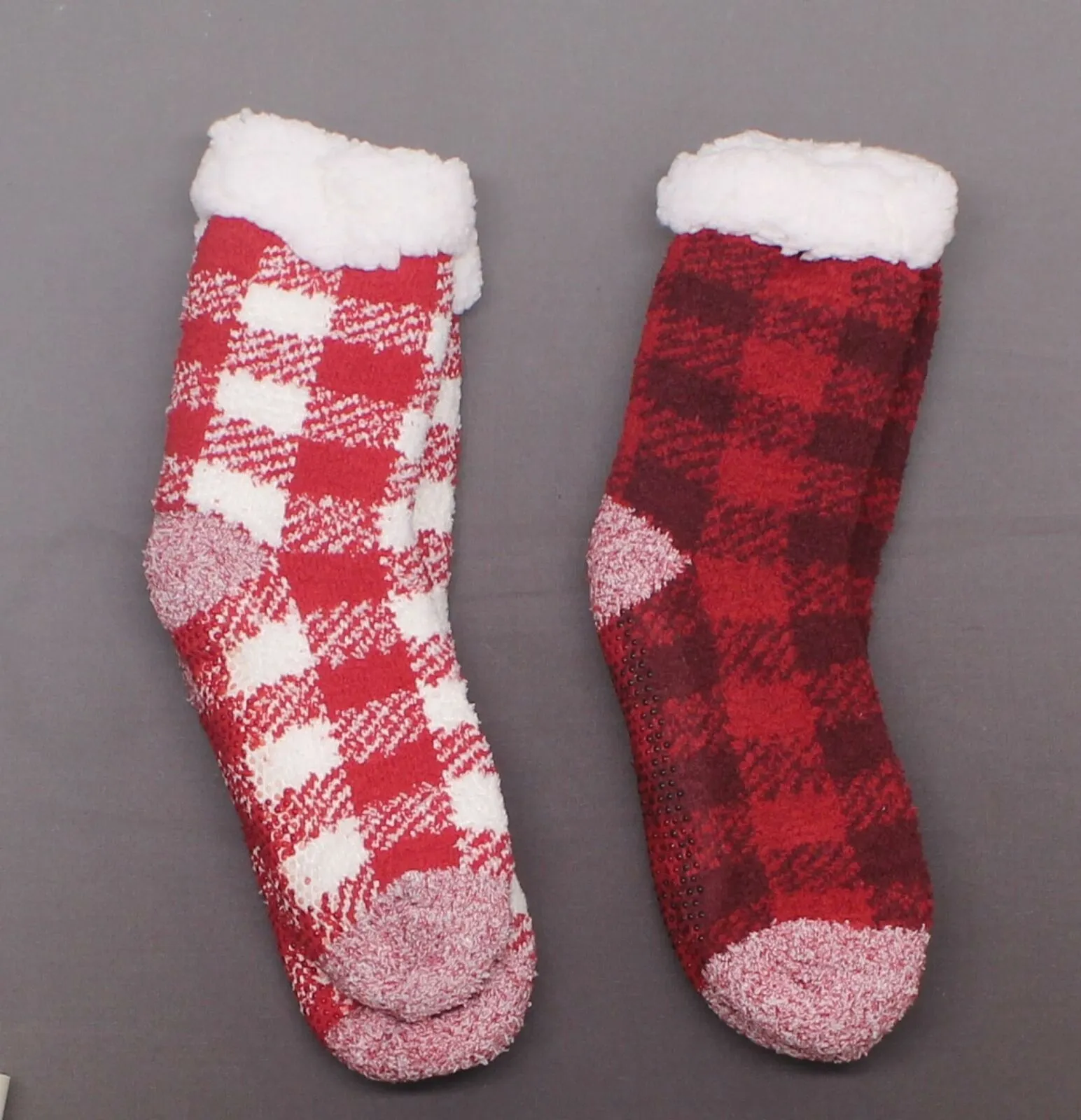 Cuddl Duds Women's 2 PAIRS Buffalo Check Sherpa Lined Socks