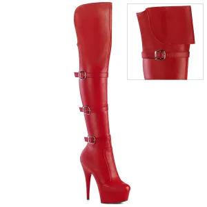 DELIGHT-3018  Red Stretch Faux Leather/Red Matte