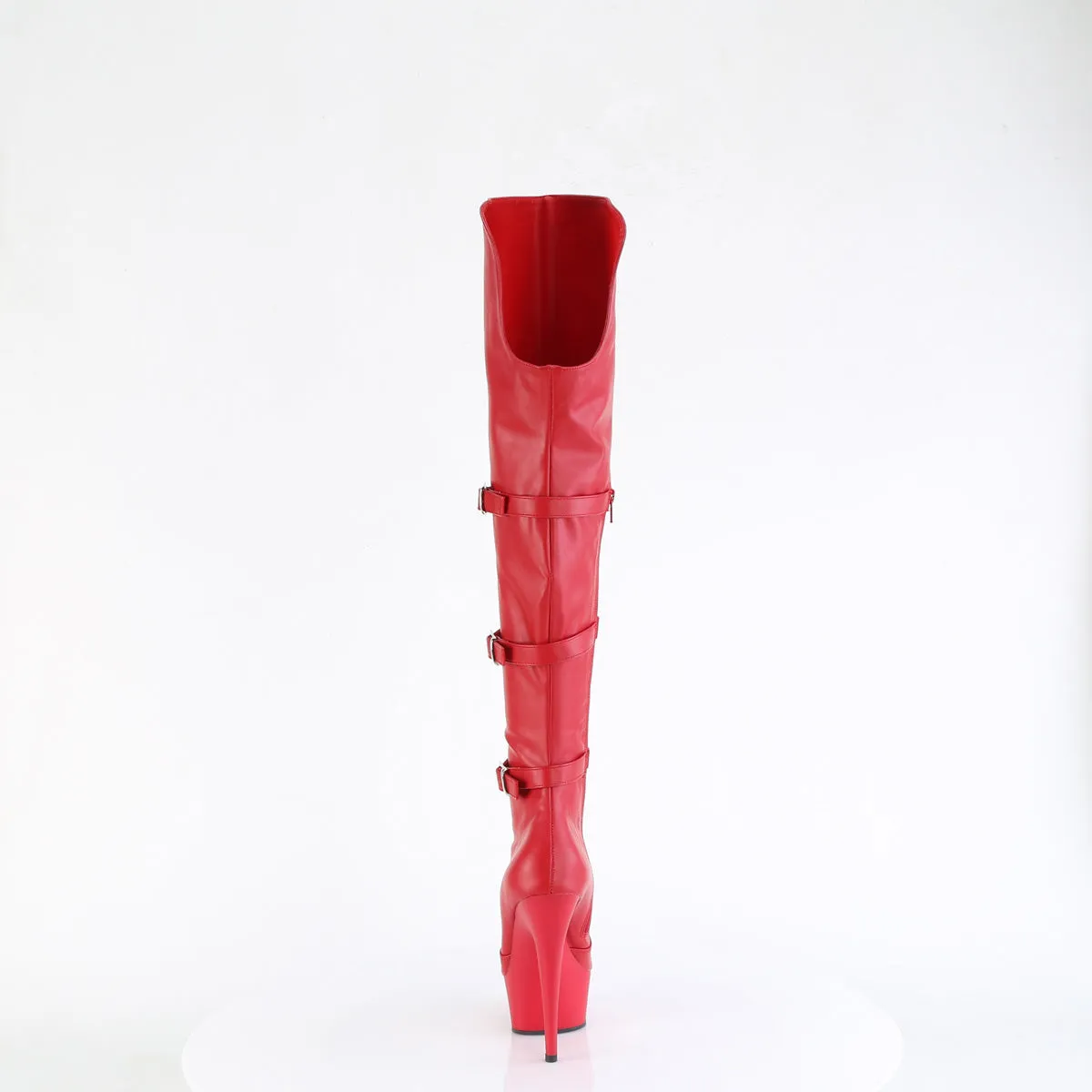 DELIGHT-3018  Red Stretch Faux Leather/Red Matte