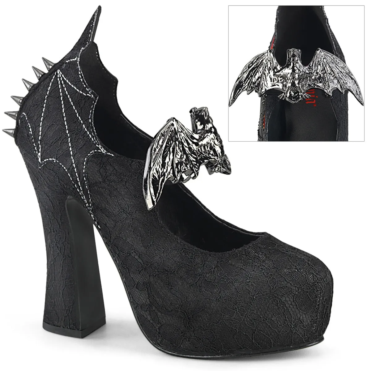 DEMON-18  Black Satin-Black Lace
