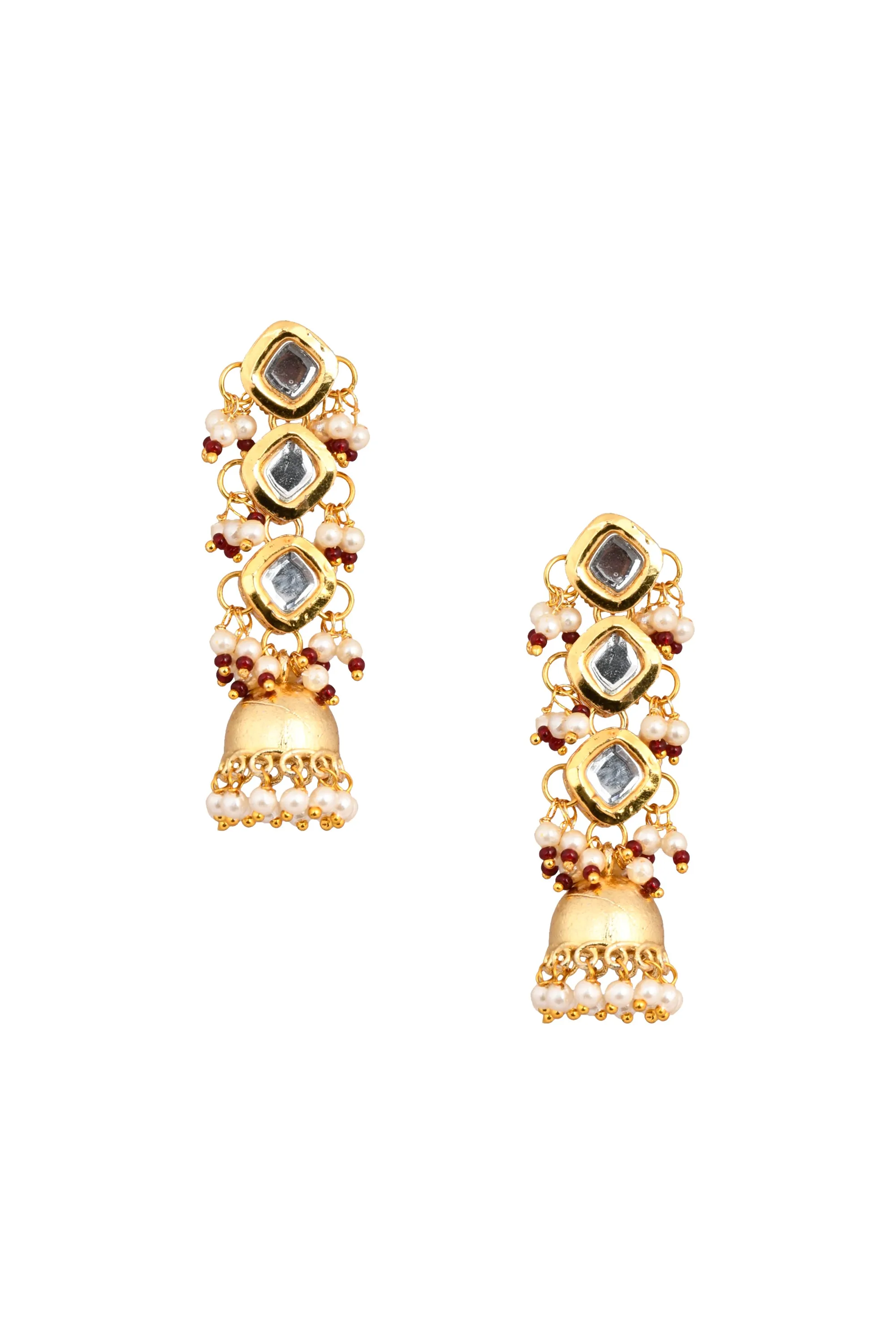 Designer Gold Tone Kundan Handcrafted Jhumki