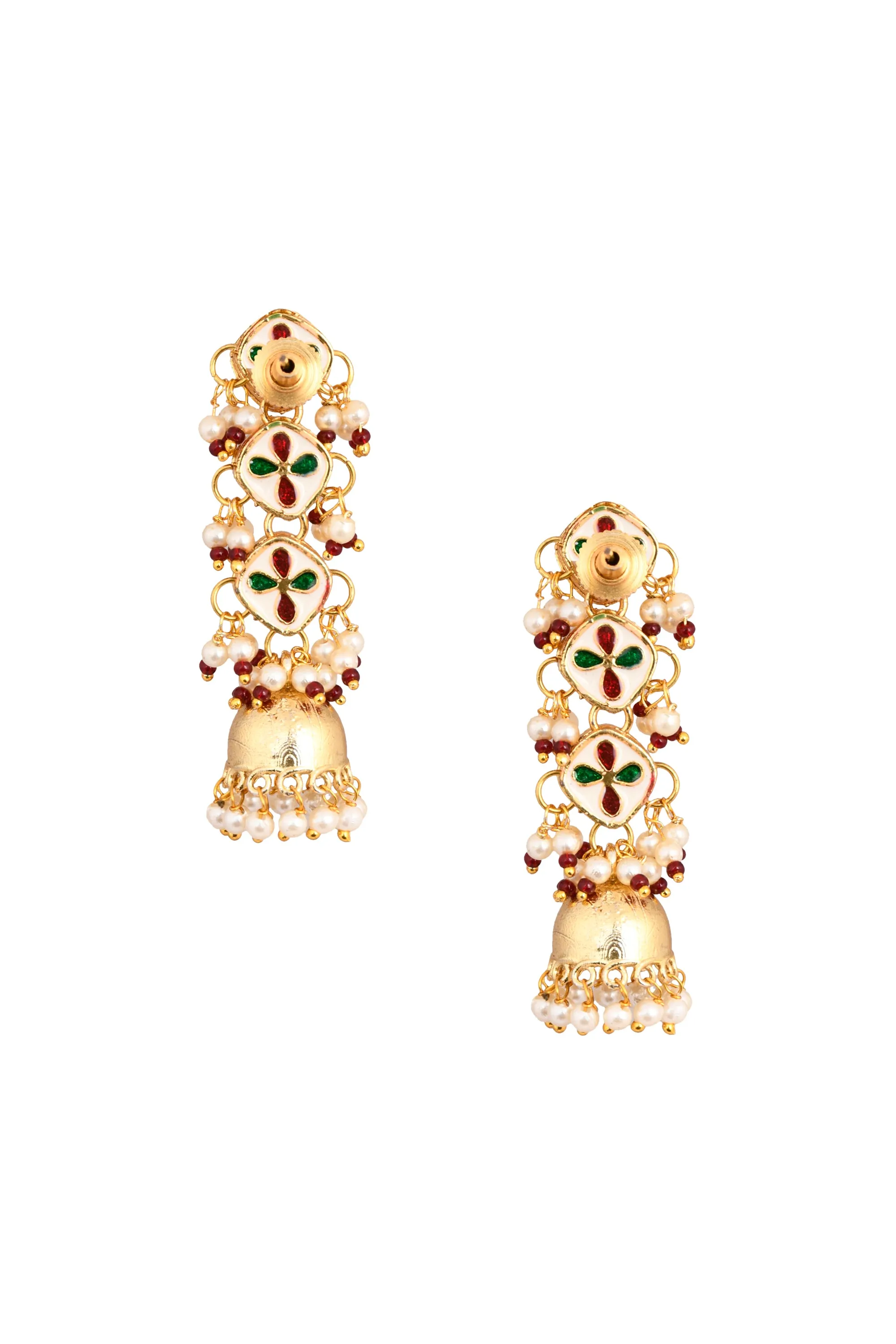 Designer Gold Tone Kundan Handcrafted Jhumki