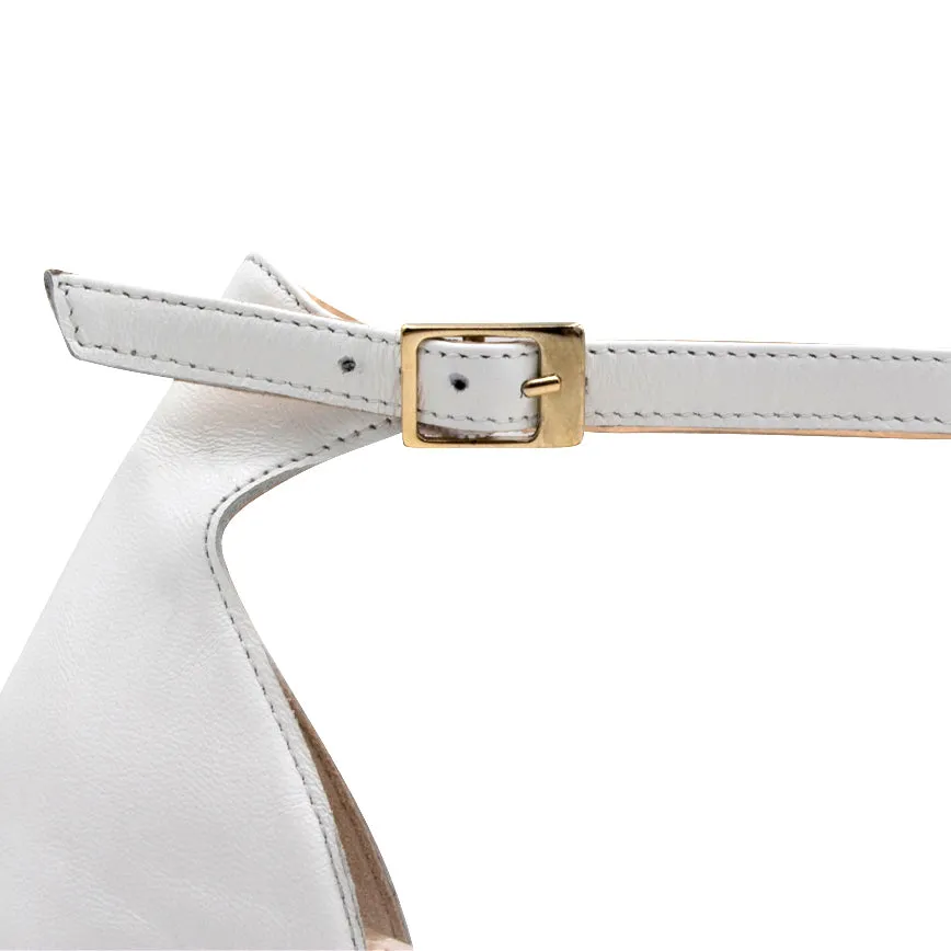 Deyi White Sandal with Ankle Strap
